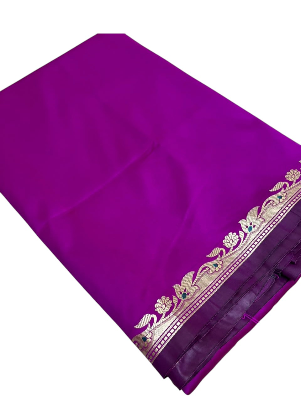 Southloom Satin Banarasi Silk Saree with Woven Work on Borders In Magenta