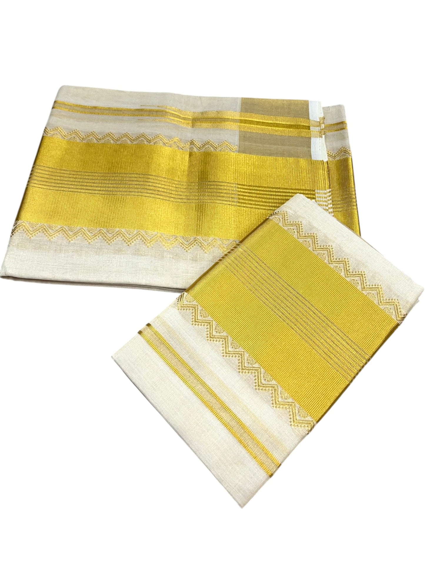 Southloom Premium Tissue Handloom Set Mundu with Chuttikara Kasavu Border (2.80 Mtr) SL632
