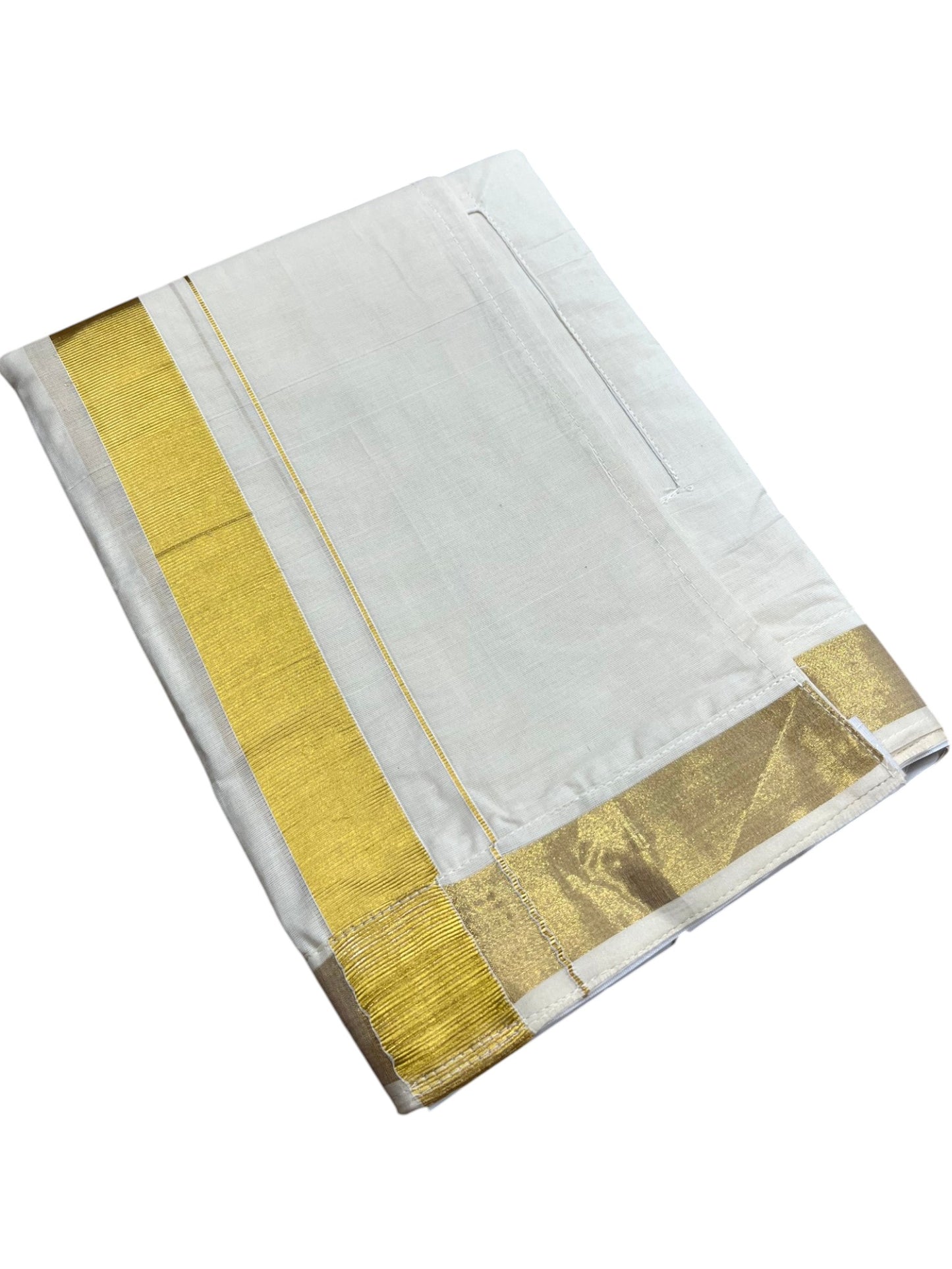 Southloom Cotton Velcro Mundu with Kasavu Border (South Indian Kerala Dhoti)