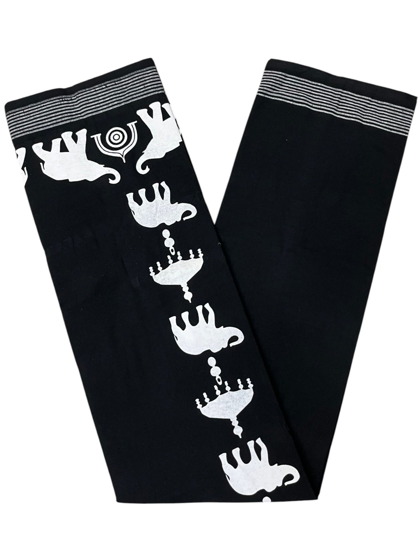 Southloom Black Printed Single Mundu / Otta Mundu / Lungi (South Indian Kerala Dhoti) SL319