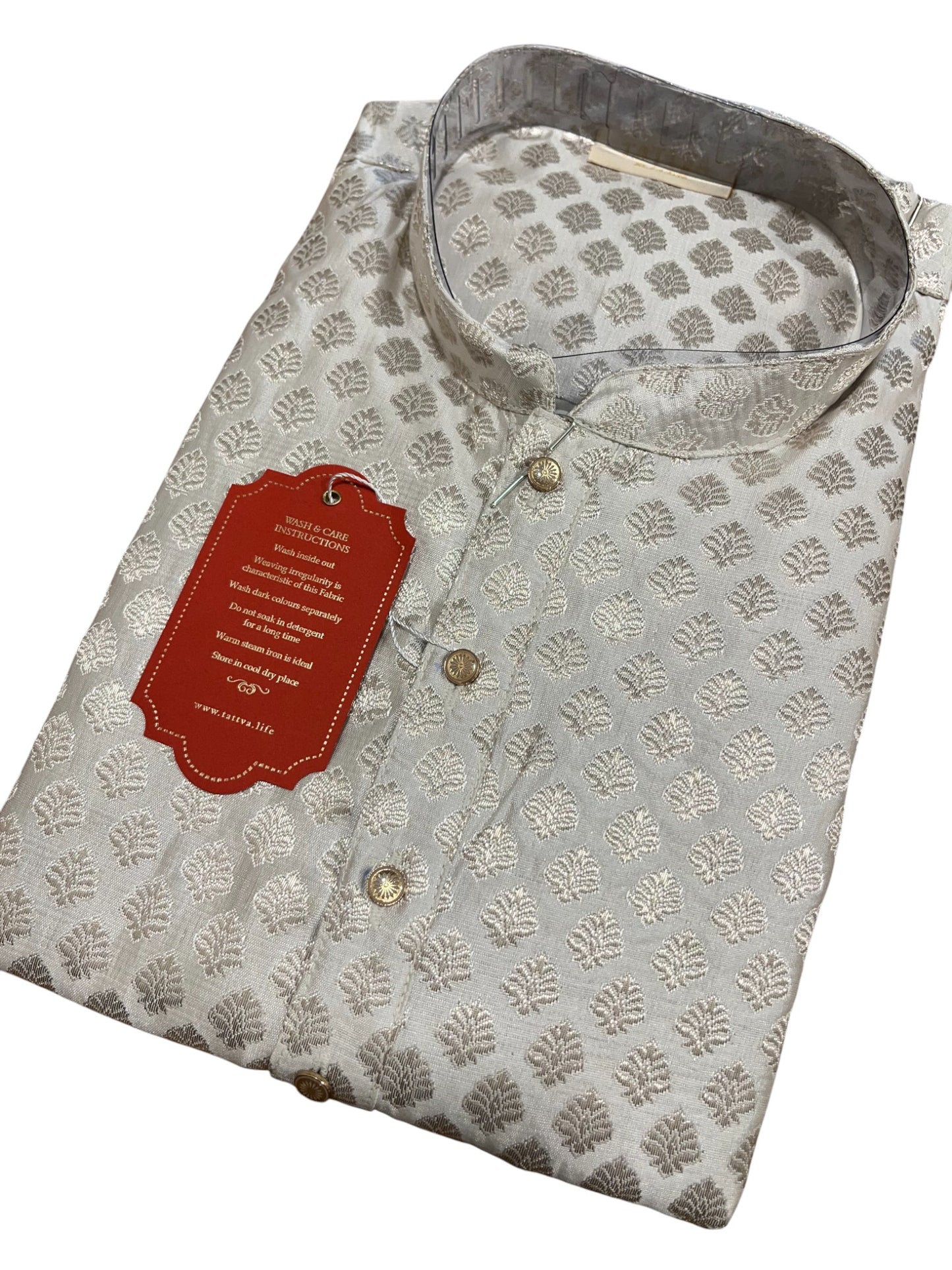 Southloom Semi Silk Short Kurta for Men in White Colour