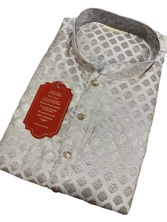 Southloom Semi Silk Short Kurta for Men in White Colour