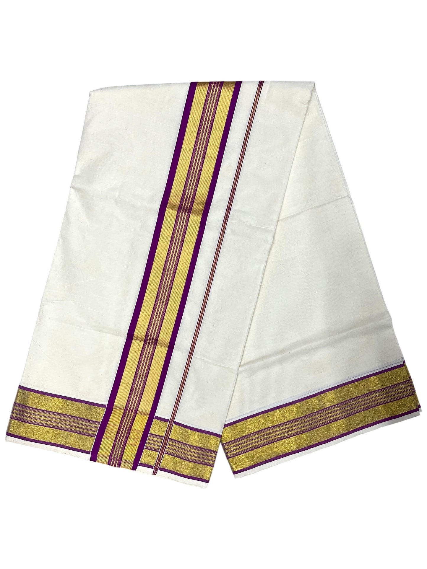 Southloom Kerala Cotton Kasavu Saree with Magenta Border