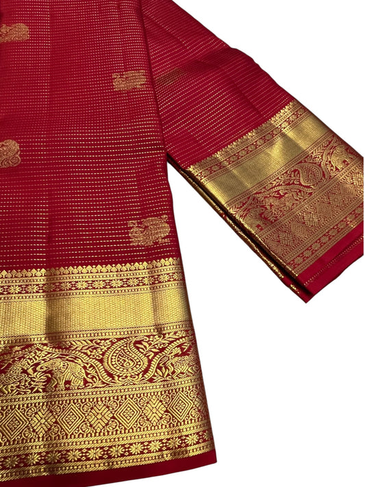 Southloom Premium Handloom Bridal Kanchipuram Silk Saree with Korvai Work