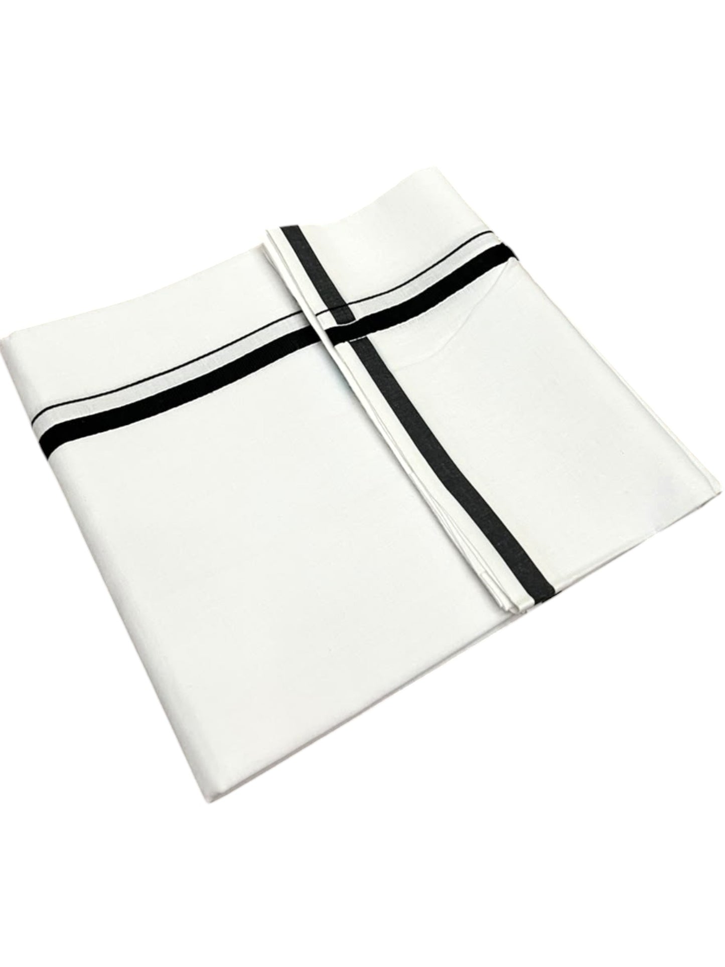 Southloom Pure White Cotton Single Mundu with Black Border (South Indian Kerala Dhoti)