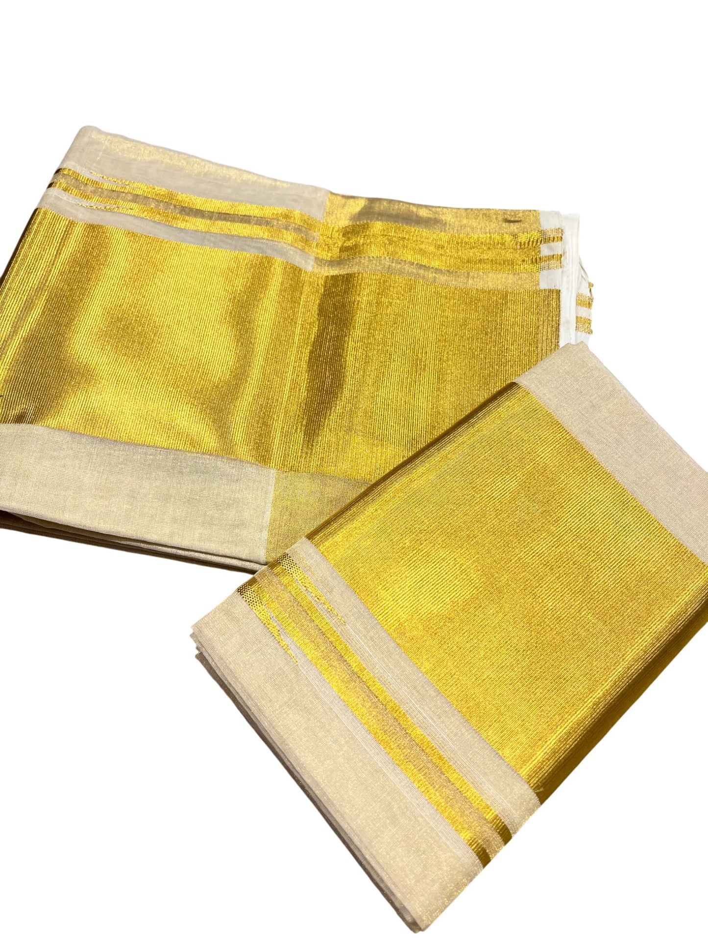 Southloom Premium Handloom Set Mundu with Kasavu and Golden Border (2.80 Mtr)