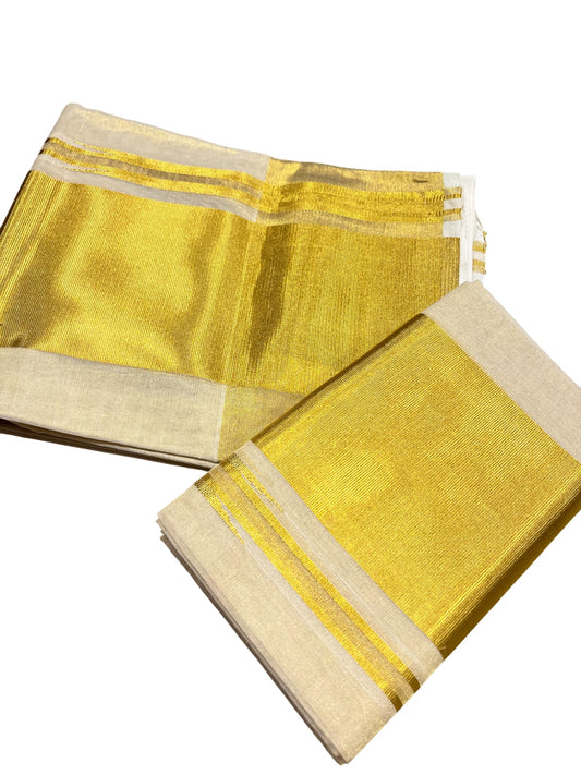 Southloom Premium Handloom Set Mundu with Kasavu and Golden Border (2.80 Mtr)