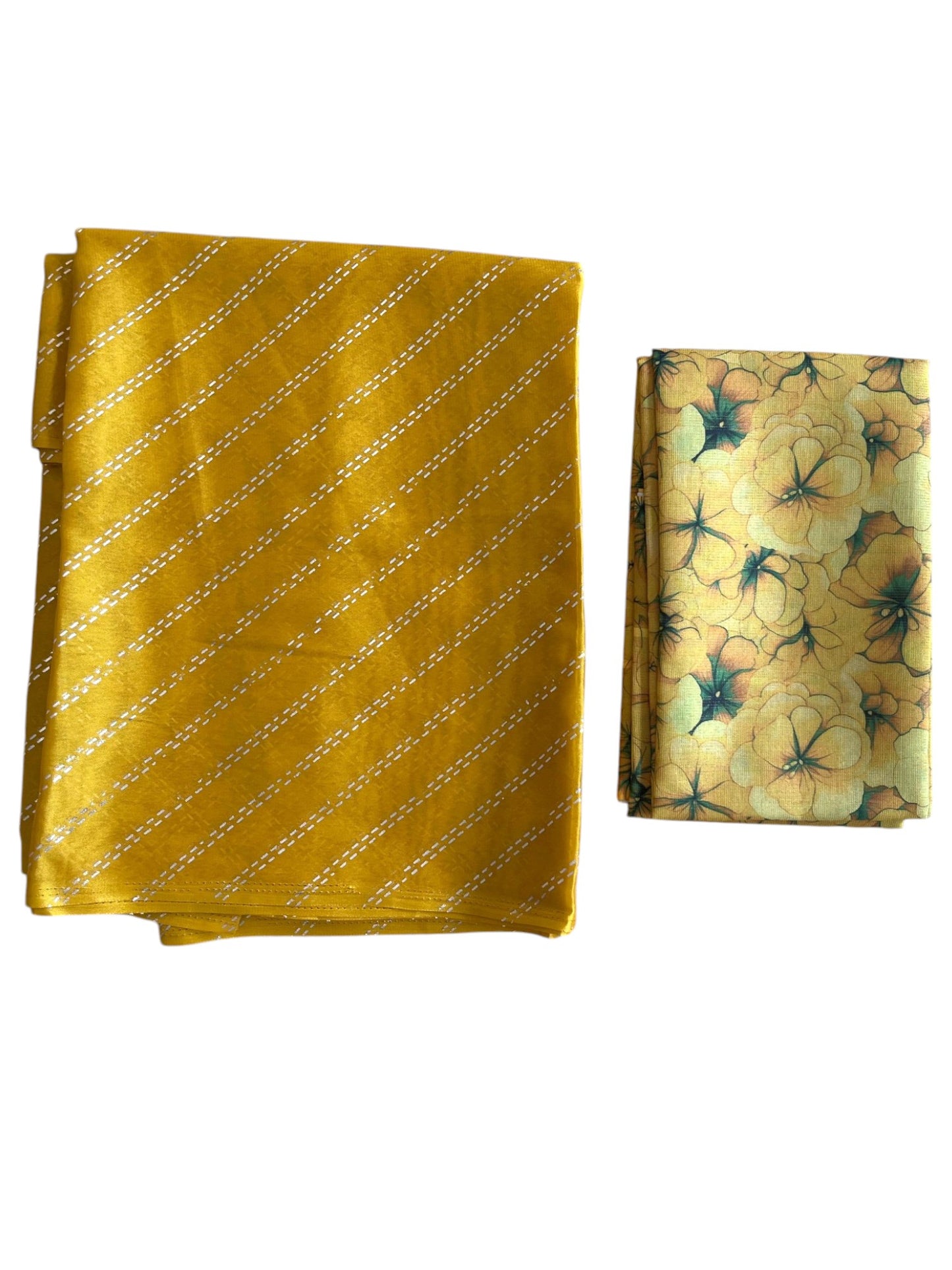 Southloom Semi Stitched Dhavani Set with Pavada and Yellow Blouse Piece With Kanikonna Print SL290