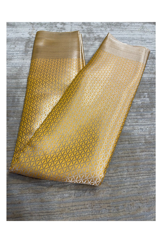 Southloom Banarasi Silver Zari Brocade Work Silk Saree in Yellow Pastel Shade
