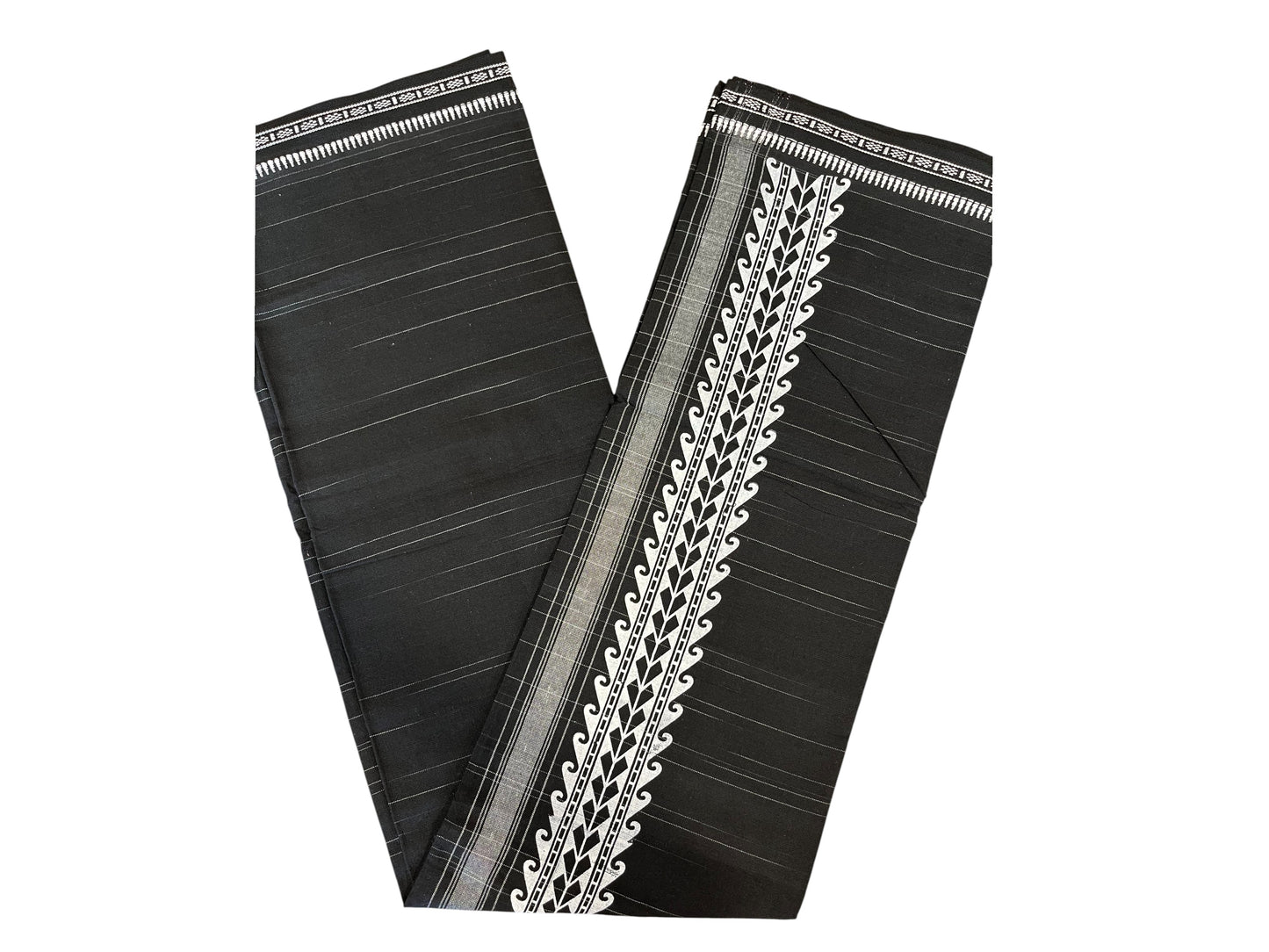 Southloom Black Printed Single Mundu / Otta Mundu / Lungi (South Indian Kerala Dhoti)