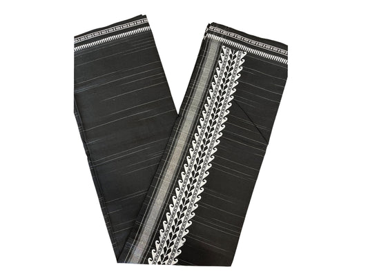 Southloom Black Printed Single Mundu / Otta Mundu / Lungi (South Indian Kerala Dhoti)