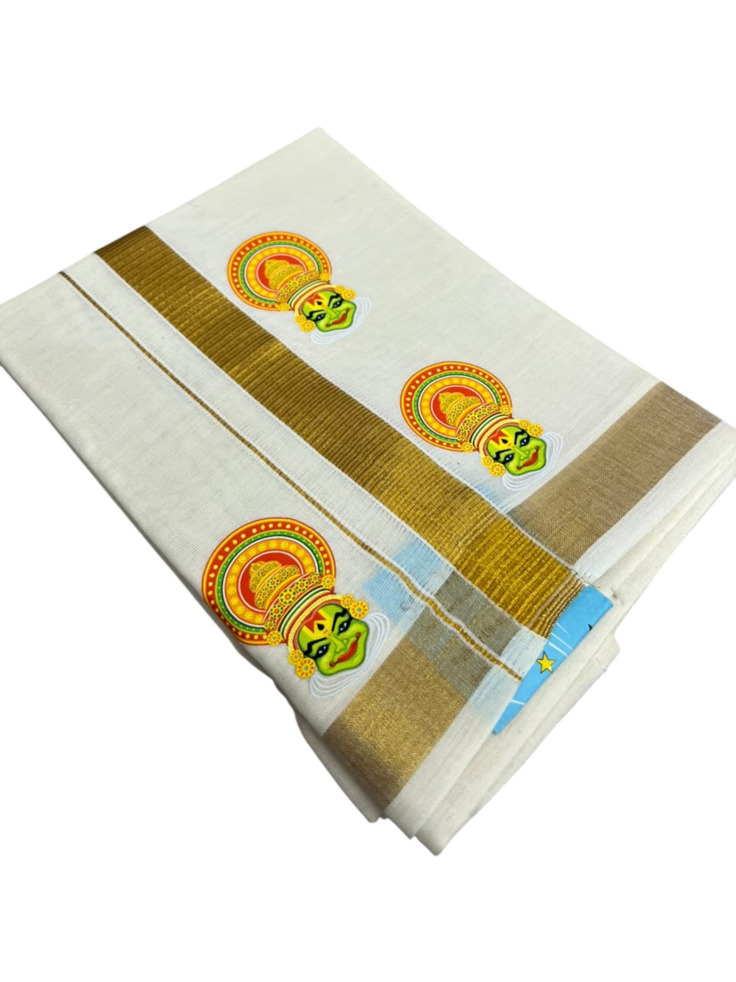 Southloom Cotton Kasavu Printed Kids's Velcro Mundu SLK
