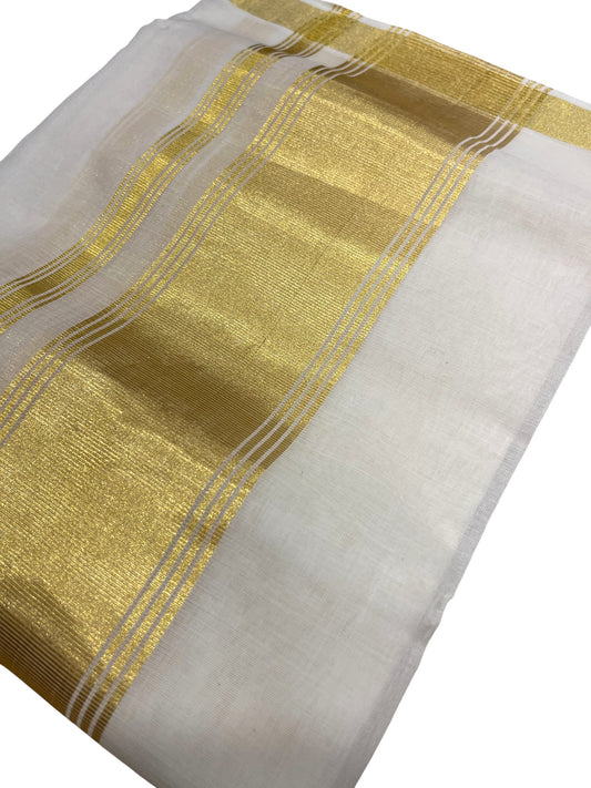 Southloom Premium Handloom Cotton Double Mundu with Gold Kasavu Border