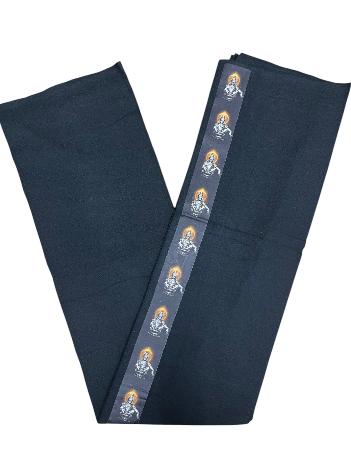 Southloom Black Printed Ayyapan Single Mundu / Otta Mundu  (South Indian Kerala Dhoti)