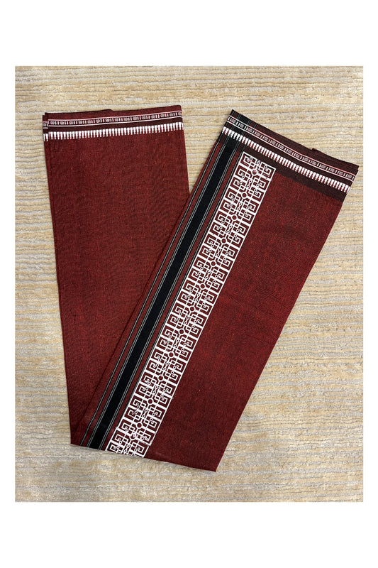 Southloom Maroon Printed Single Mundu / Otta Mundu / Lungi (South Indian Kerala Dhoti)