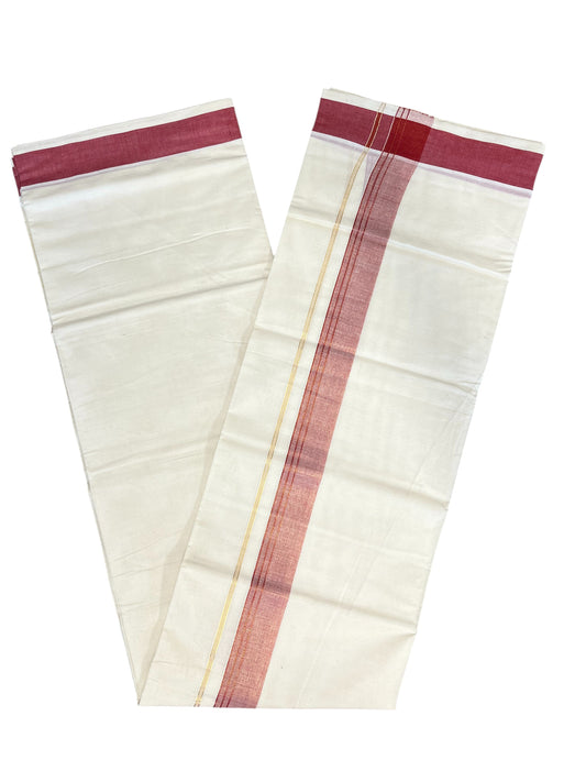 Southloom Pure Cotton Mundu with Red Lines and Red Border (South Indian Kerala Dhoti)