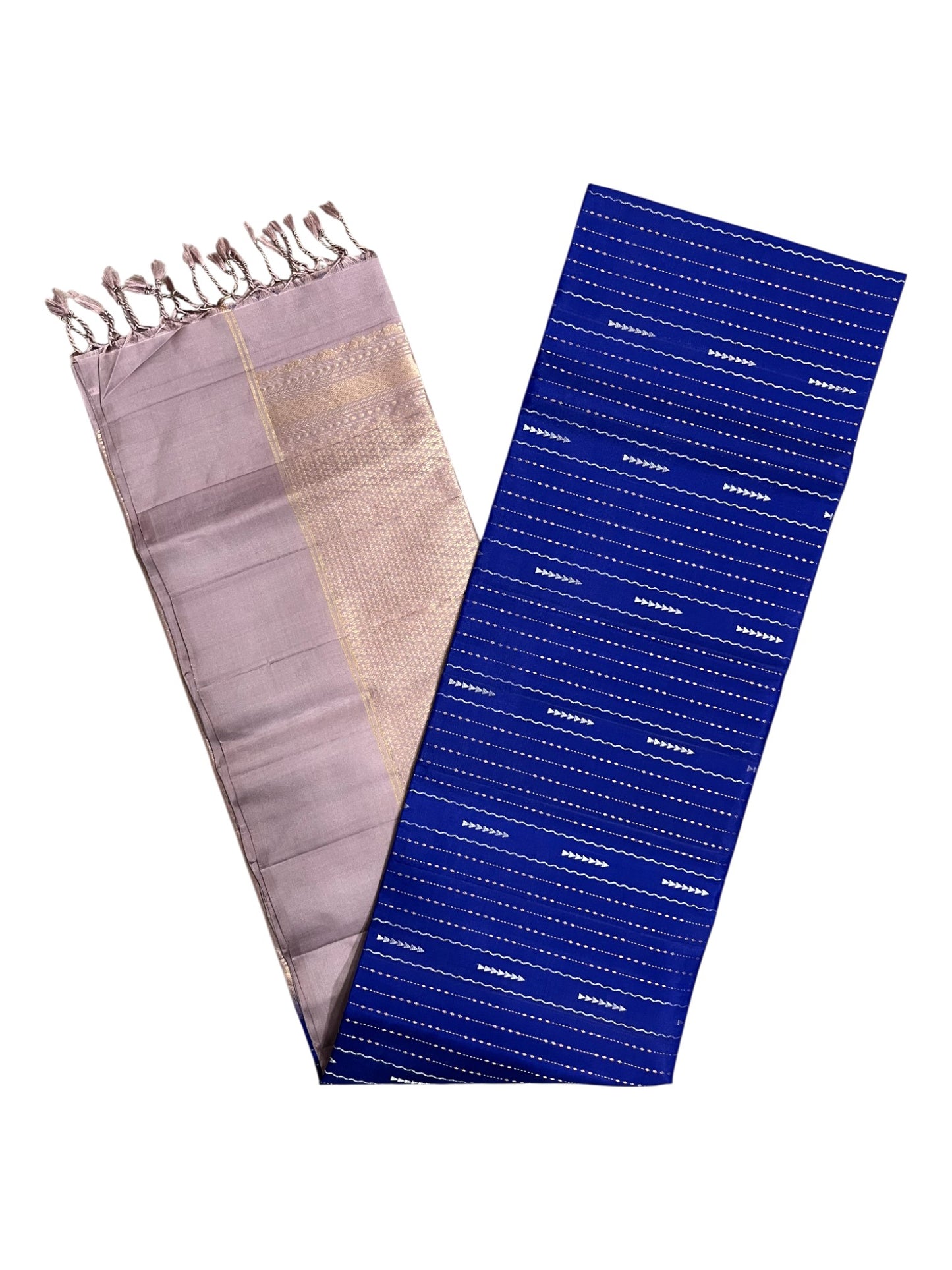 Southloom Pure Handloom Bridal Kanchipuram Silk Saree with Korvai Work (Grey & Blue)