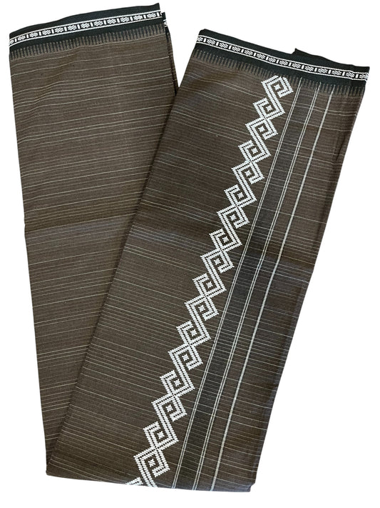 Southloom Brown Printed Single Mundu / Otta Mundu / Lungi (South Indian Kerala Dhoti)