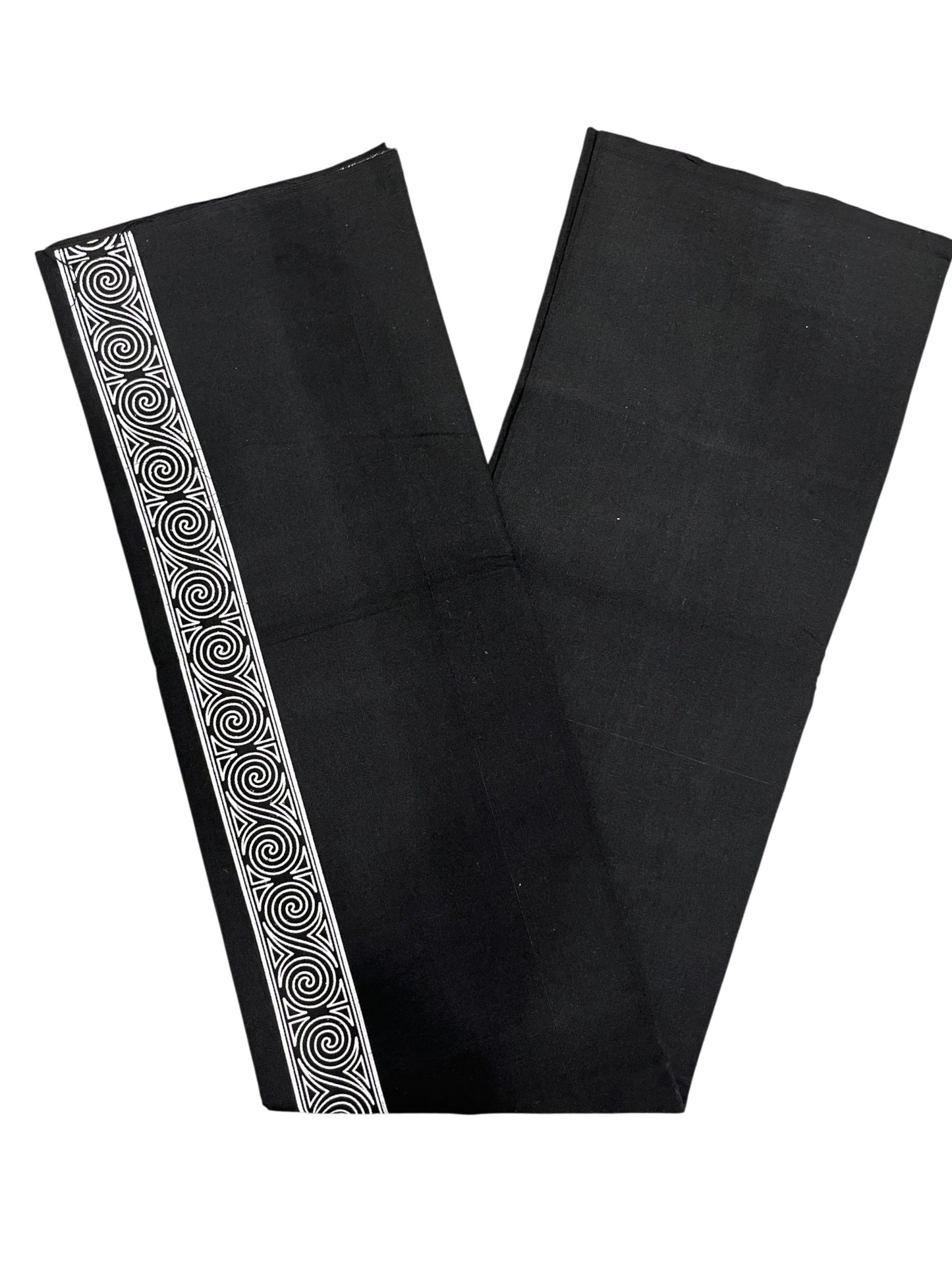 Southloom Black Printed Single Mundu / Otta Mundu / Lungi (South Indian Kerala Dhoti)