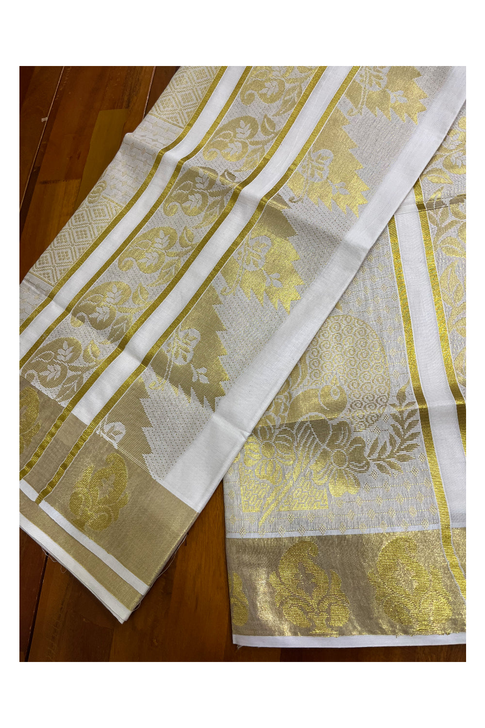 Kerala Cotton Heavy Woven Work Kasavu Saree