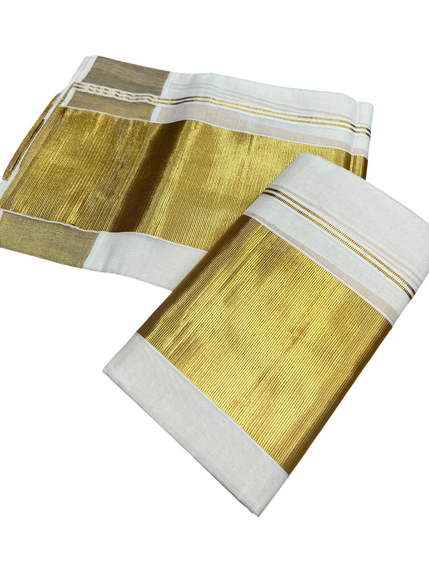 Kerala Cotton Plain Single Set Mundu (Mundum Neriyathum) with Half Fine 5 inch Border in 2.80 Mtrs