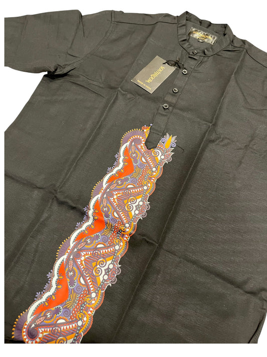 Southloom Black Short Cotton Kurta Shirt for Men