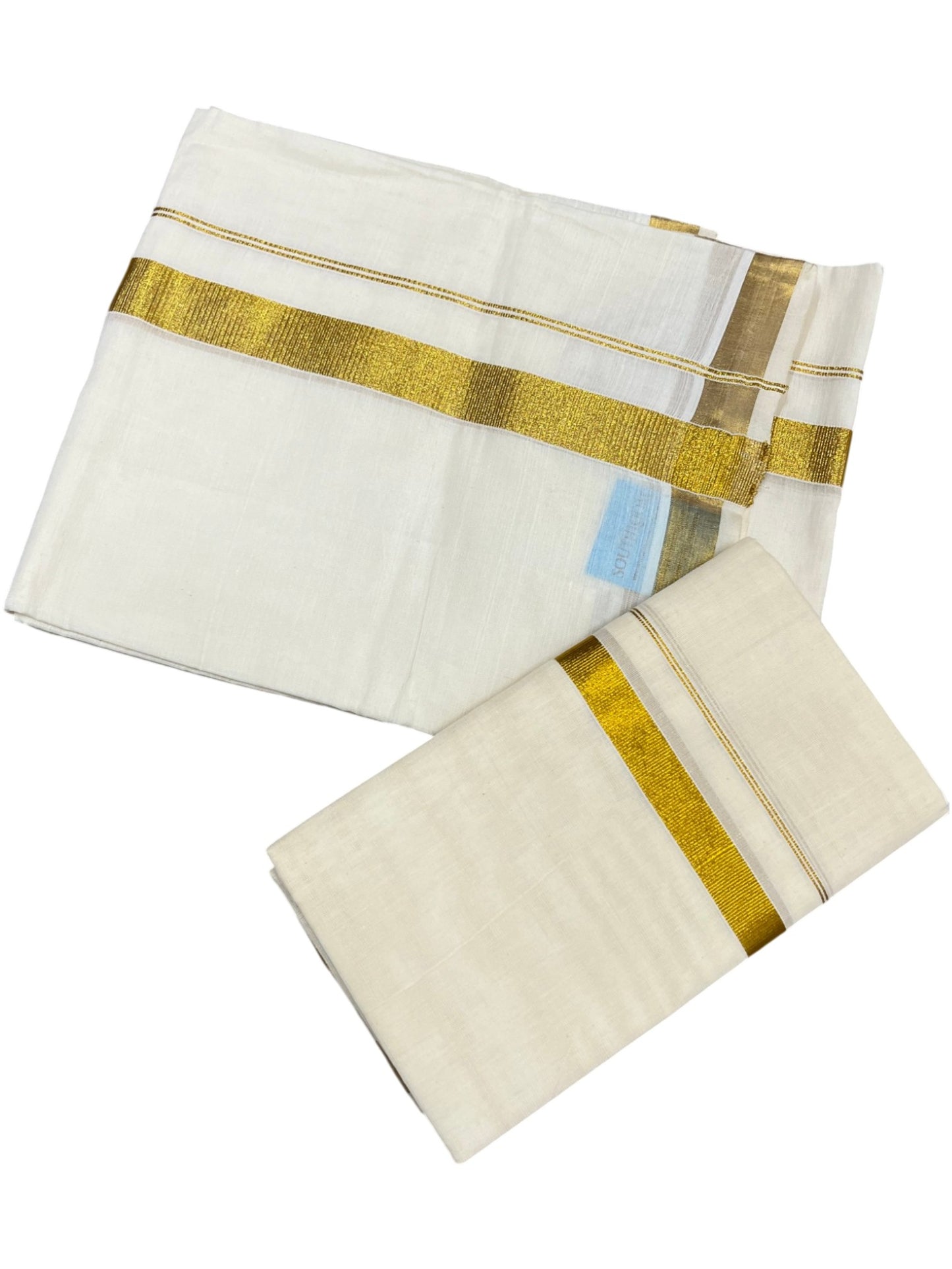 Southloom Pure Cotton Kerala Single Set Mundu (Mundum Neriyathum) with 1 inch Border