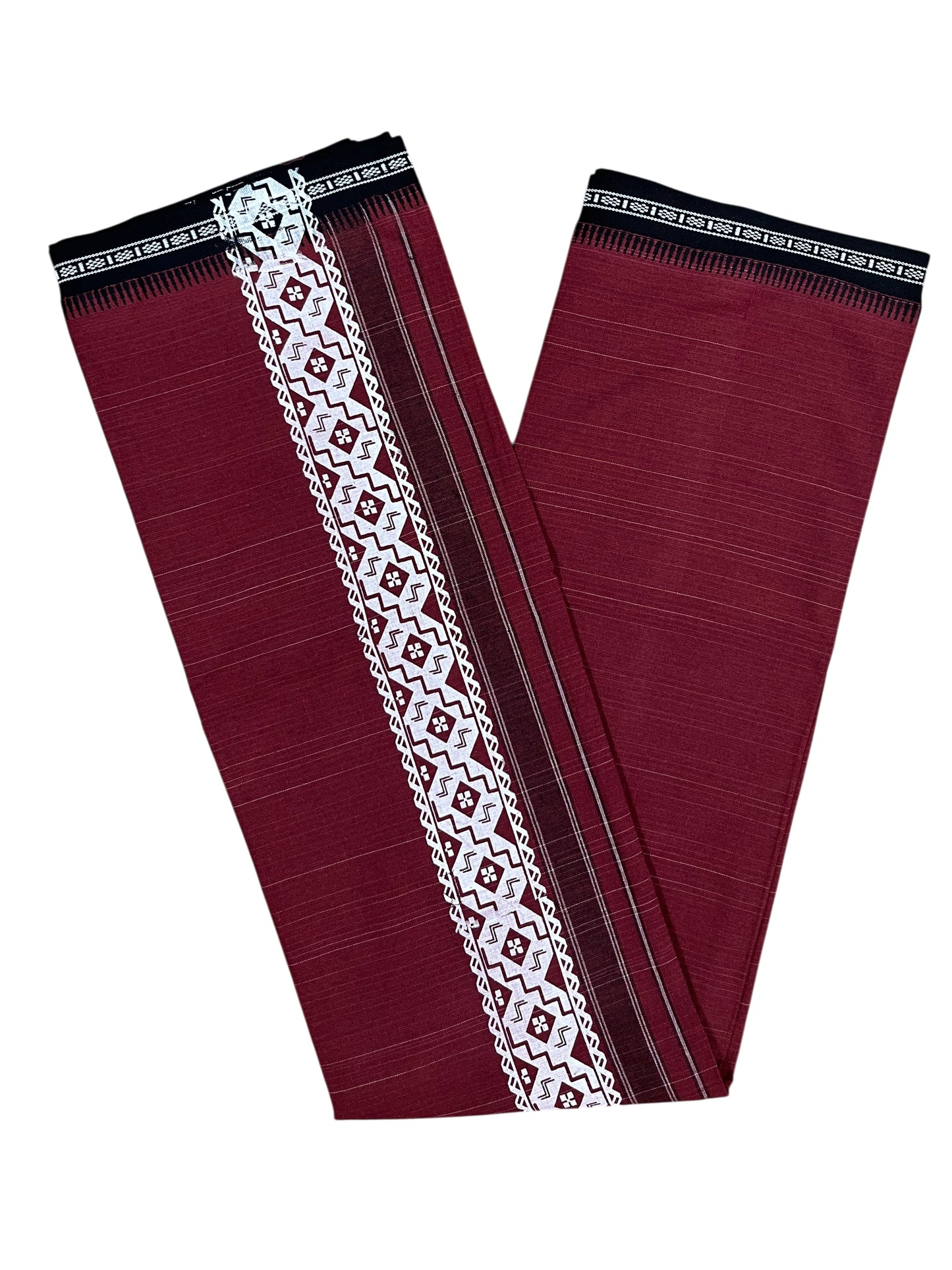 Southloom Maroon Printed Single Mundu / Otta Mundu / Lungi (South Indian Kerala Dhoti)