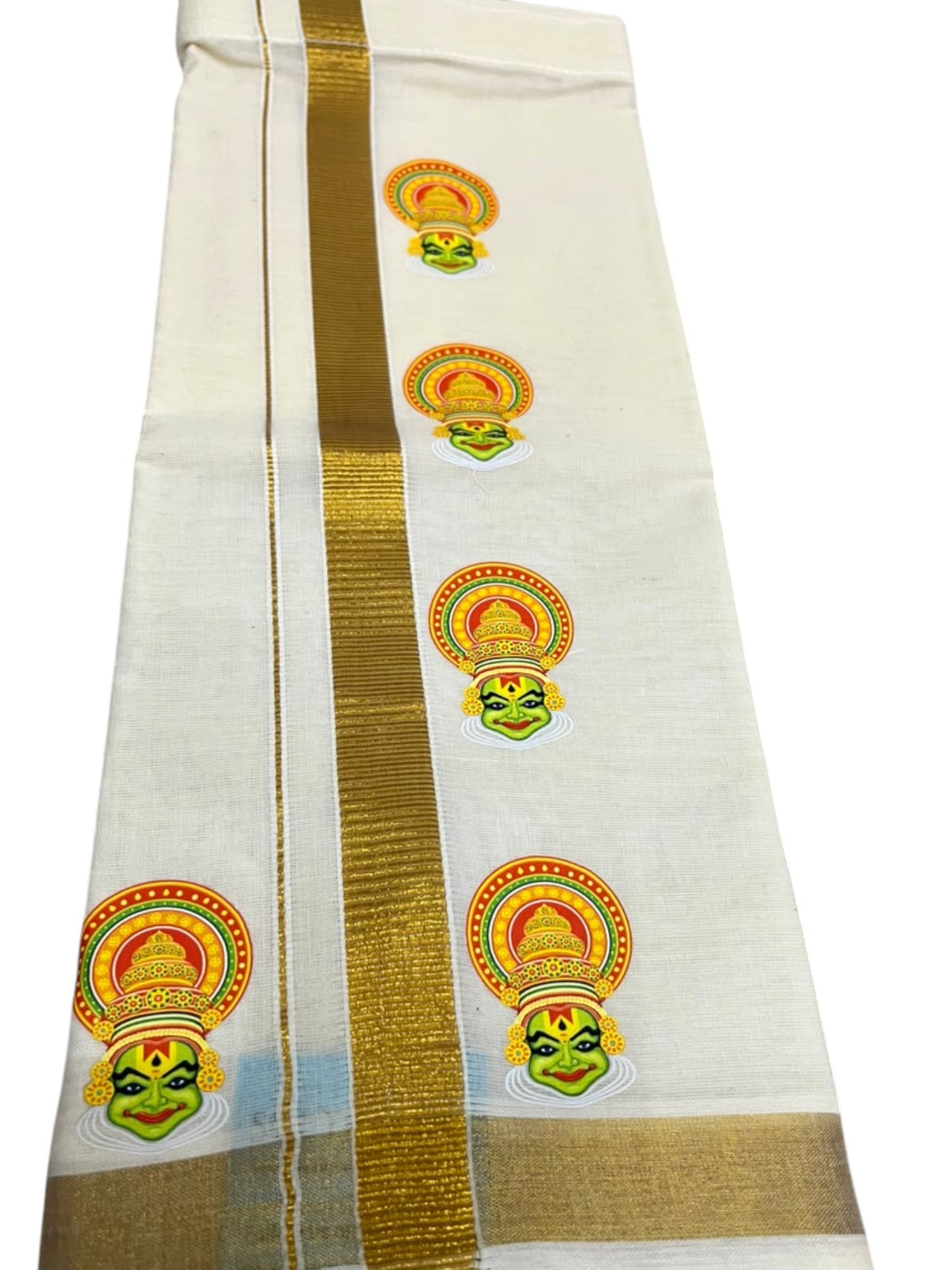 Southloom Cotton Kasavu Printed Kids's Velcro Mundu SLK