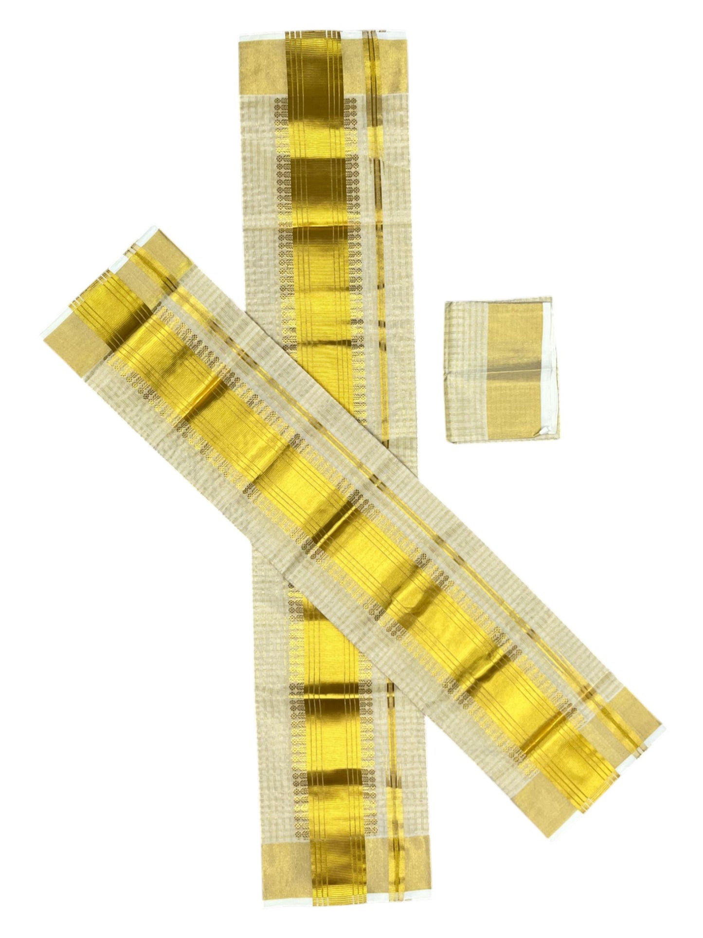 Southloom Super Premium Balaramapuram Handloom Check Cotton Wedding Pudava Set Mundu