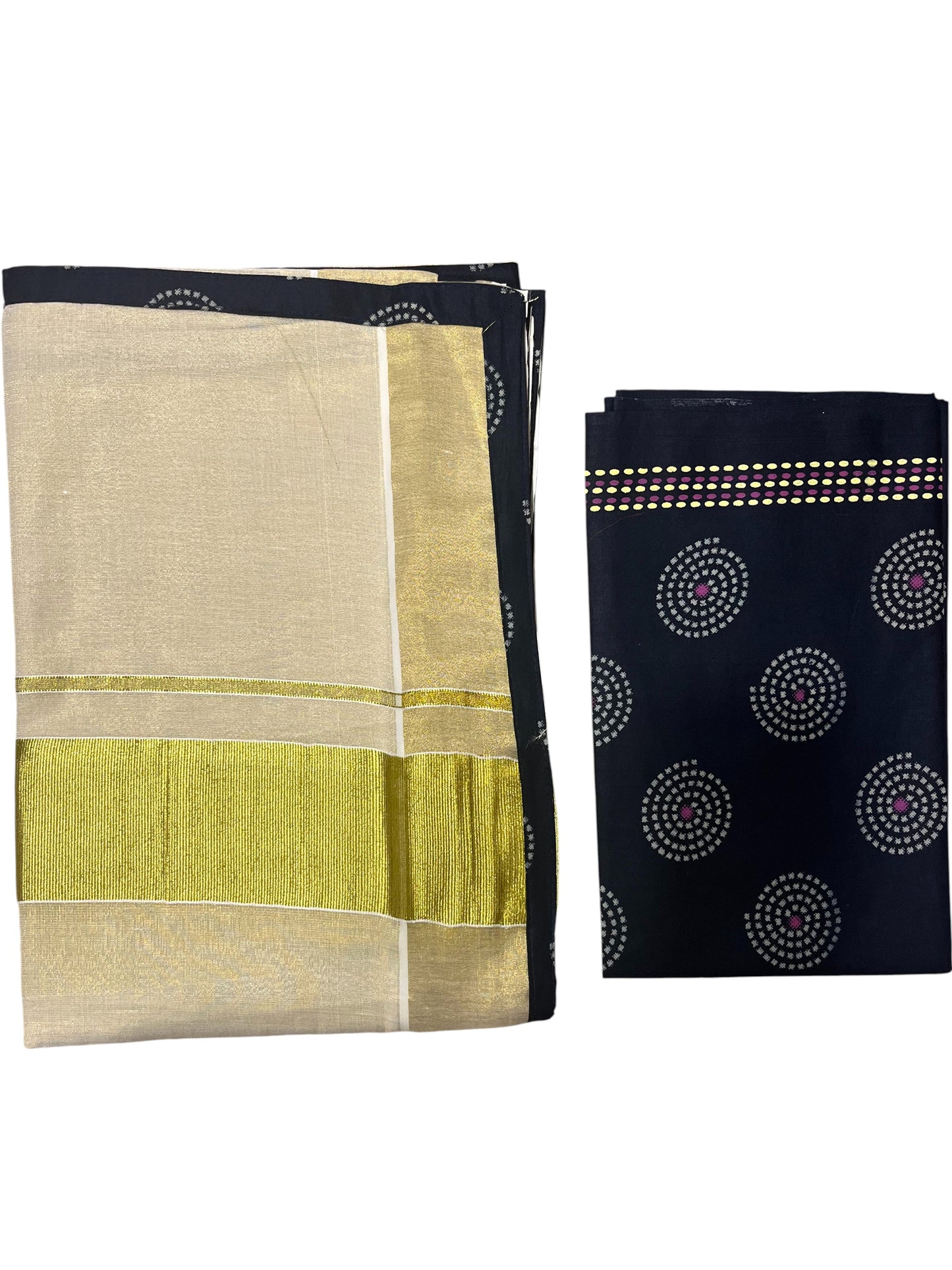 Southloom Semi Stitched Tissue Dhavani Set with Pavada and Ajrakh Blouse Piece