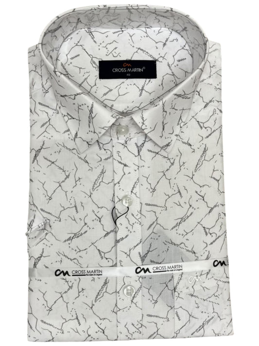 Southloom Pure Cotton White Printed Shirt SLSHIRT 40HS