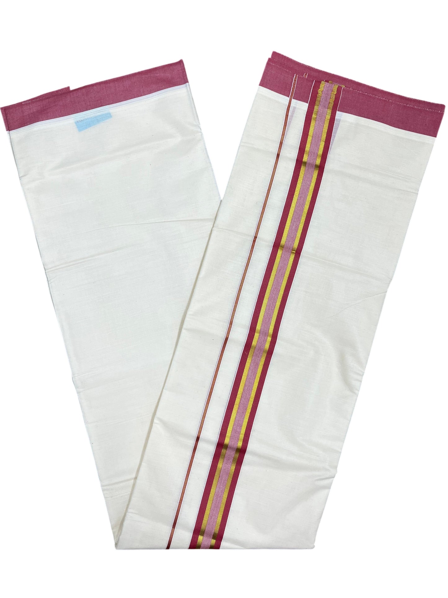 Southloom Pure Cotton Mundu with Red Border (South Indian Kerala Dhoti)