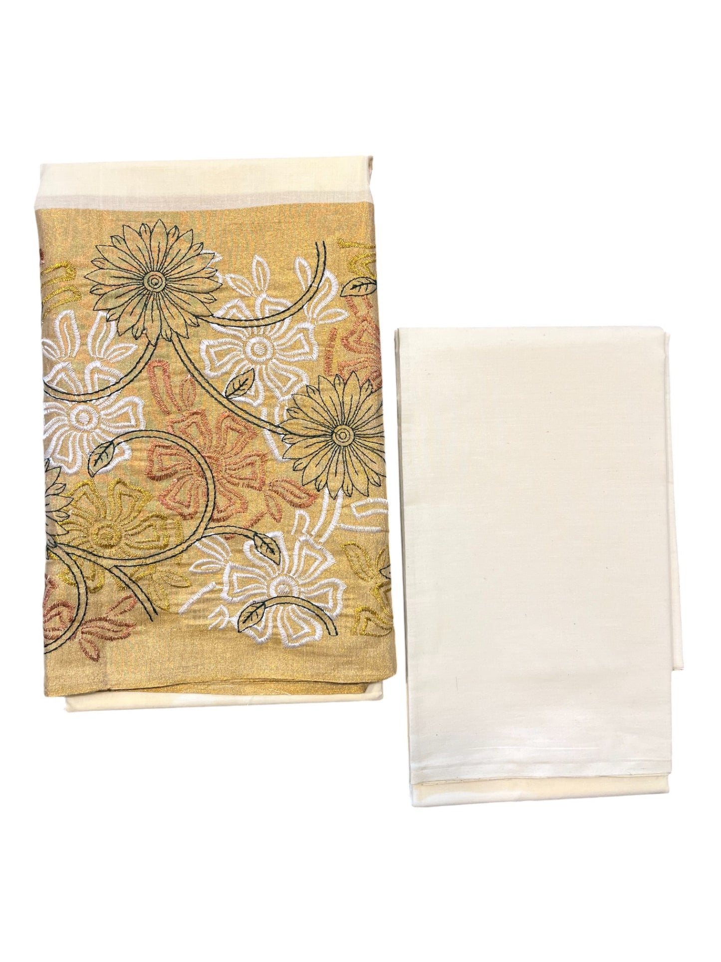 Southloom™ Cotton Churidar Salwar Suit Material with  Black Embroidery Work (include Lines Shawl / Dupatta)