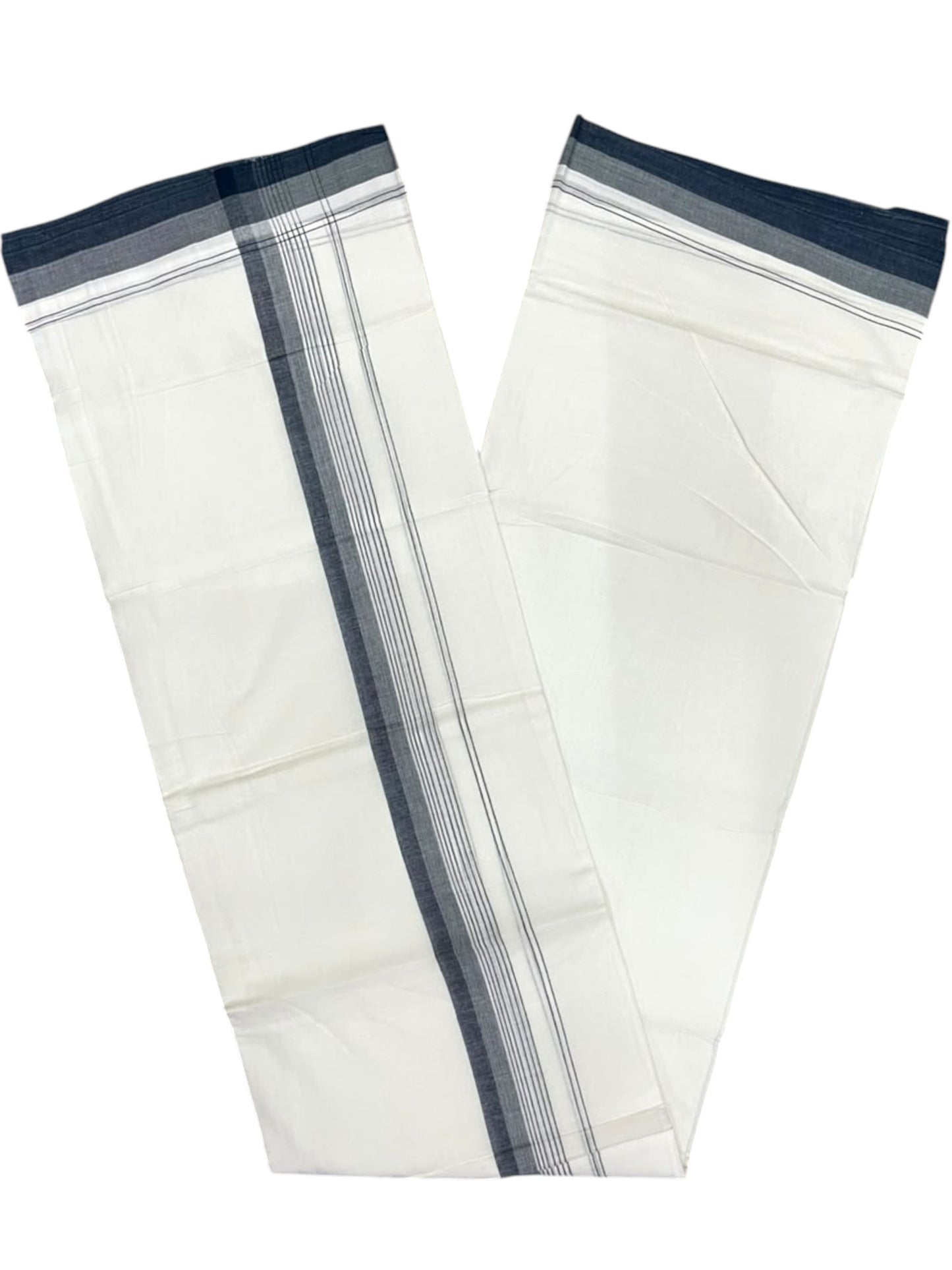 Southloom Pure Cotton Mundu with Blue Border (South Indian Kerala Dhoti)