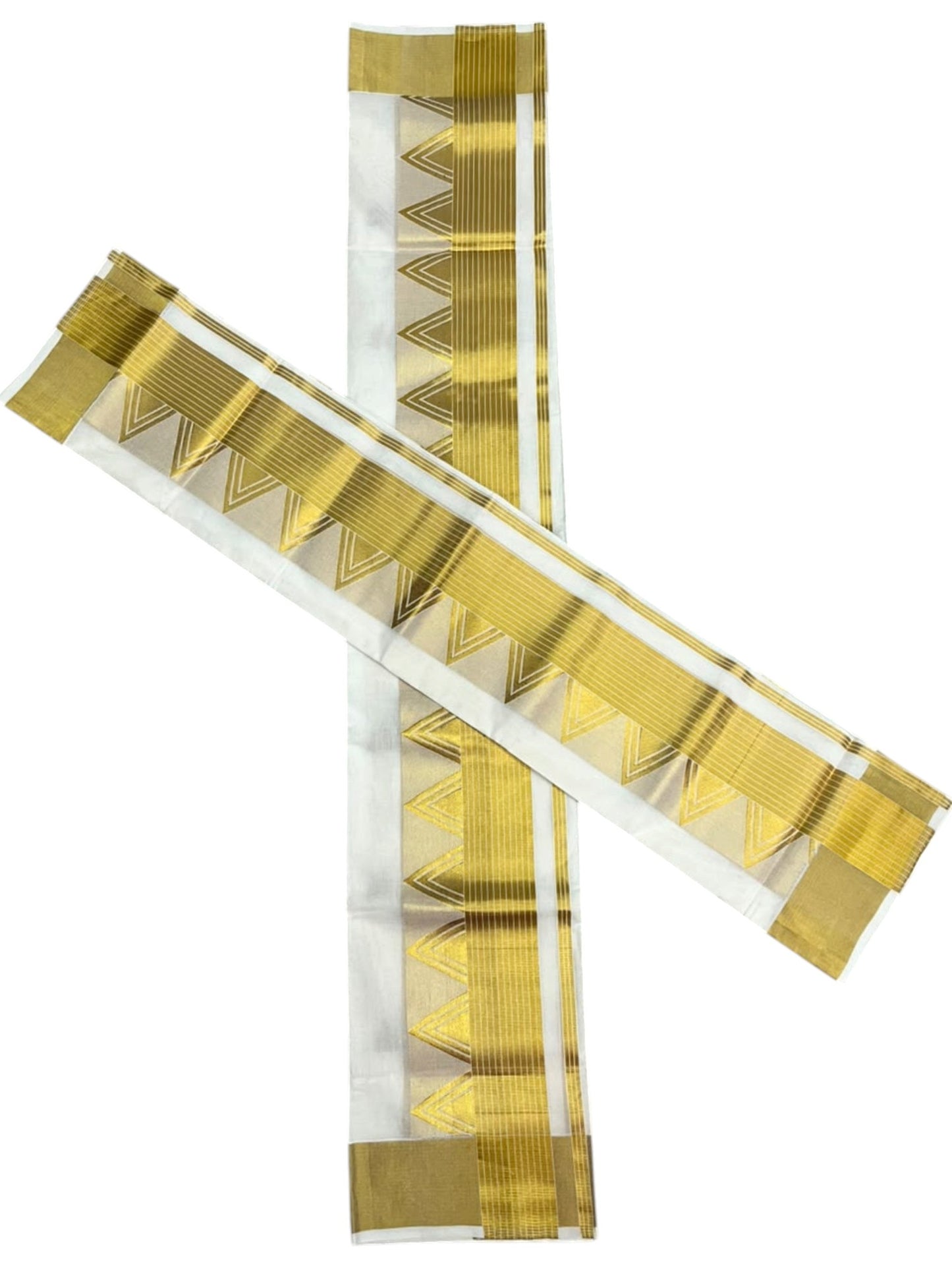 Southloom Premium Cotton  Handloom Set Mundu with Temple Design And Kasavu Border (2.80 Mtr)