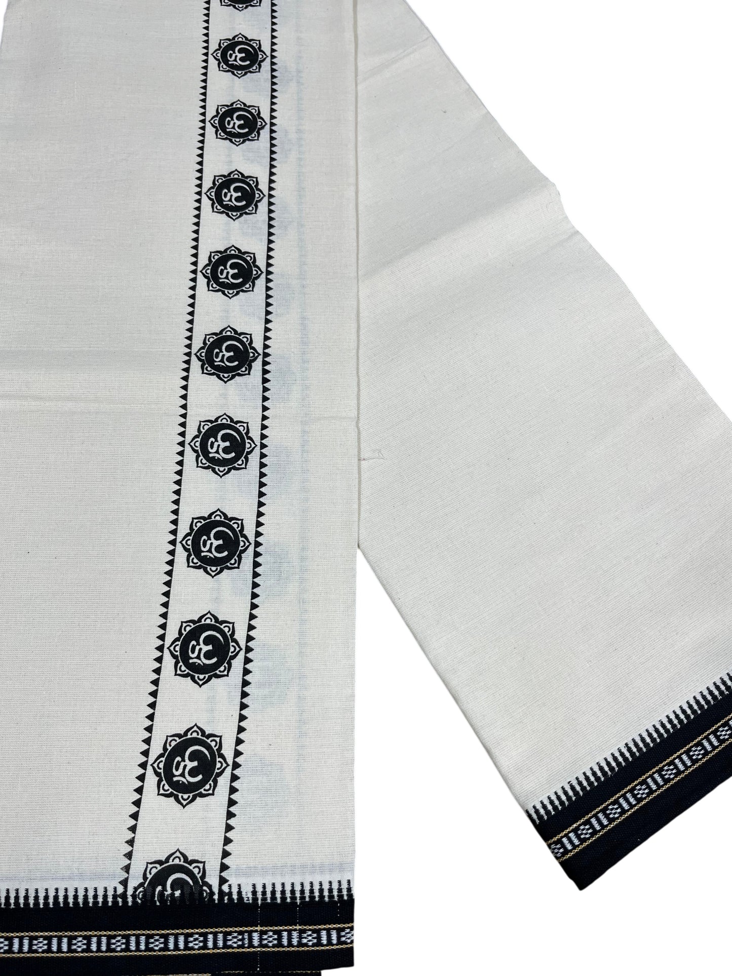 Southloom White Printed Single Mundu / Otta Mundu / Lungi (South Indian Kerala Dhoti)