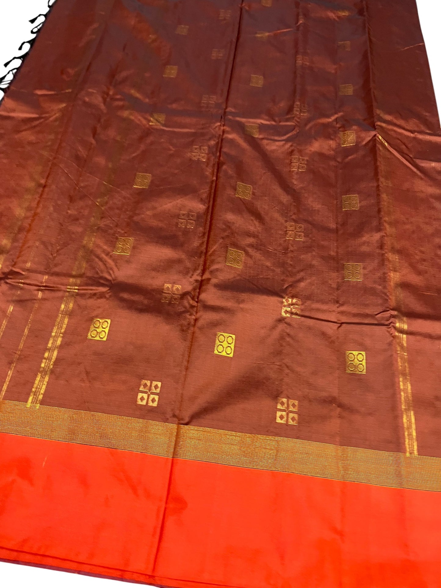 Southloom Semi Silk Saree with  Butta Works Across on Body in Blue And Maroon