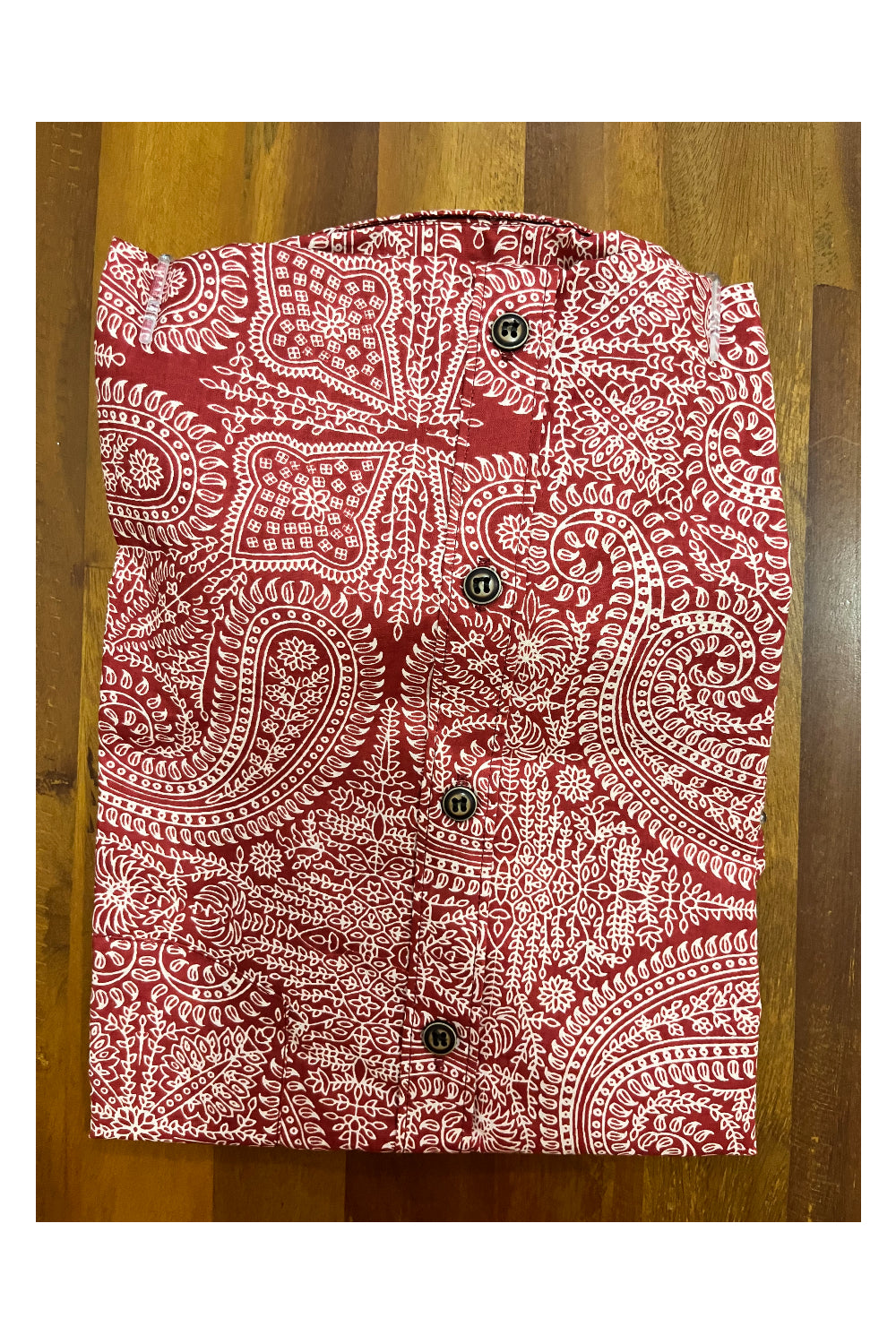 Southloom Jaipur Cotton Red Hand Block Printed Shirt (Half Sleeves)