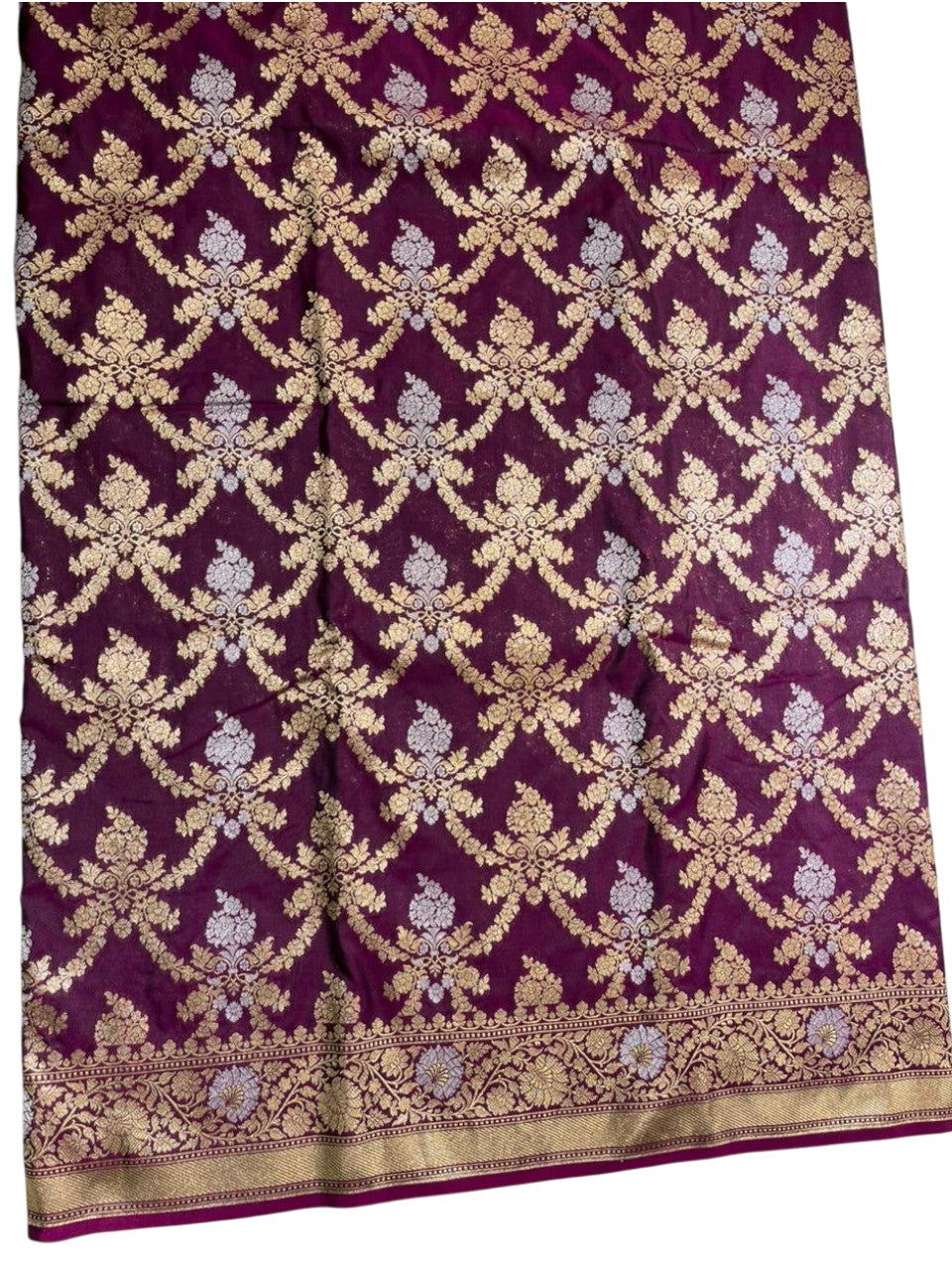 Southloom Pure Banarasi Silk Saree with Woven Work on Body and Borders ( Purple)