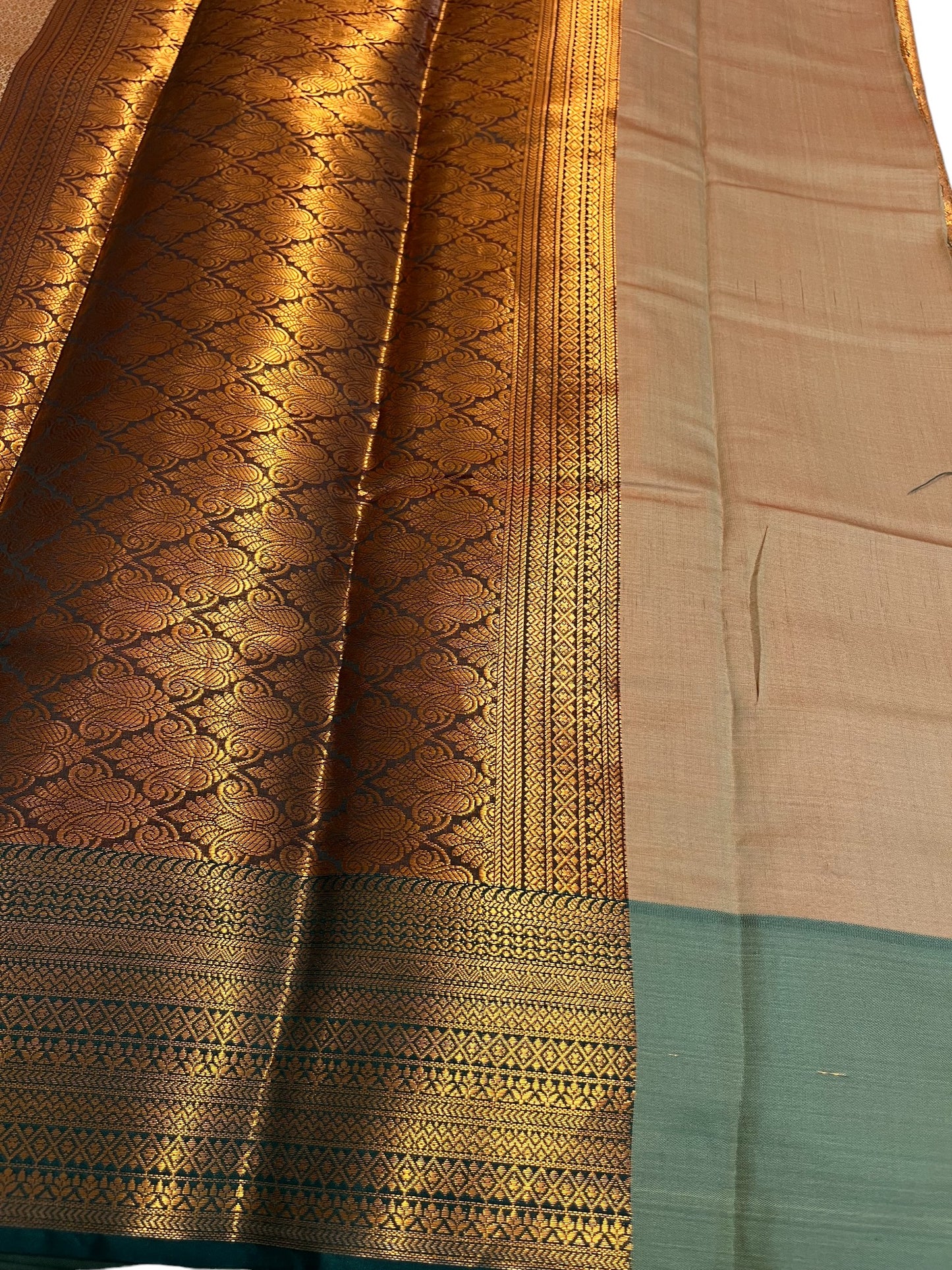 Southloom Premium Semi Silk Zari Work Brocade Saree in Bridal Peach with Matching Pallu