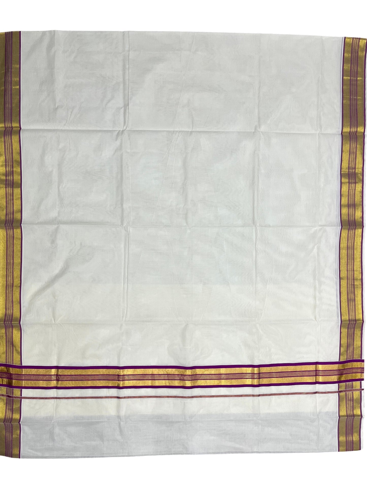 Southloom Kerala Cotton Kasavu Saree with Magenta Border