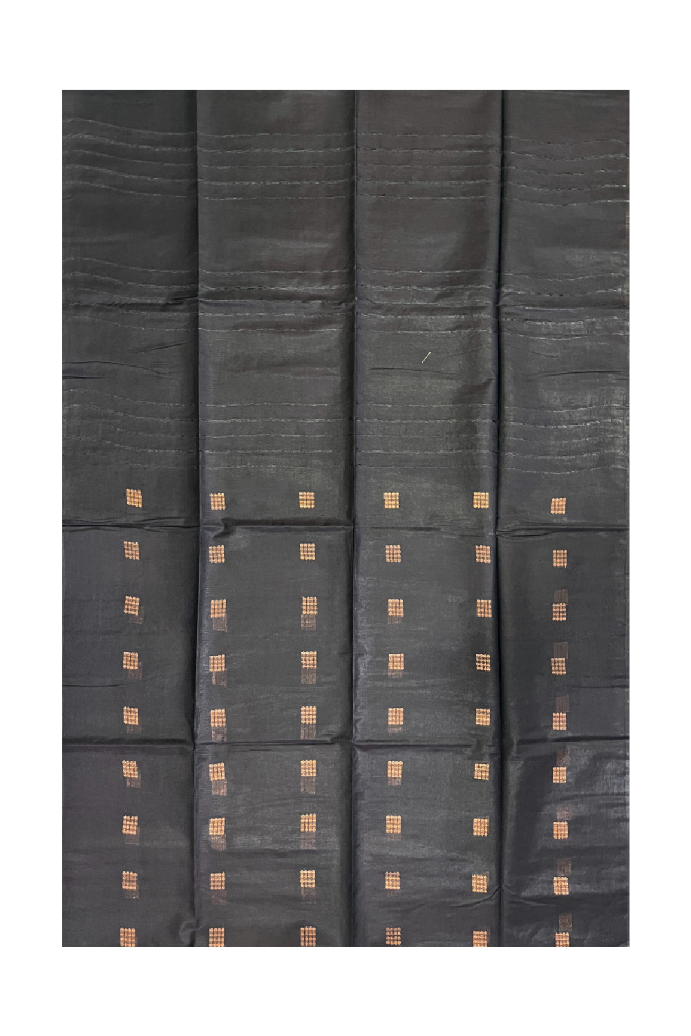 Southloom Cotton Black Saree with Copper Butta Works on Body