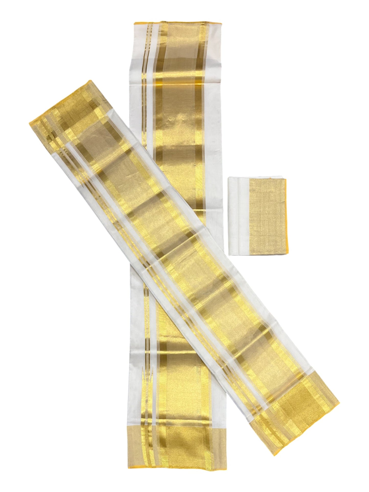 Southloom Premium Handloom Set Mundu with Kasavu and Golden Border (2.80 Mtr)