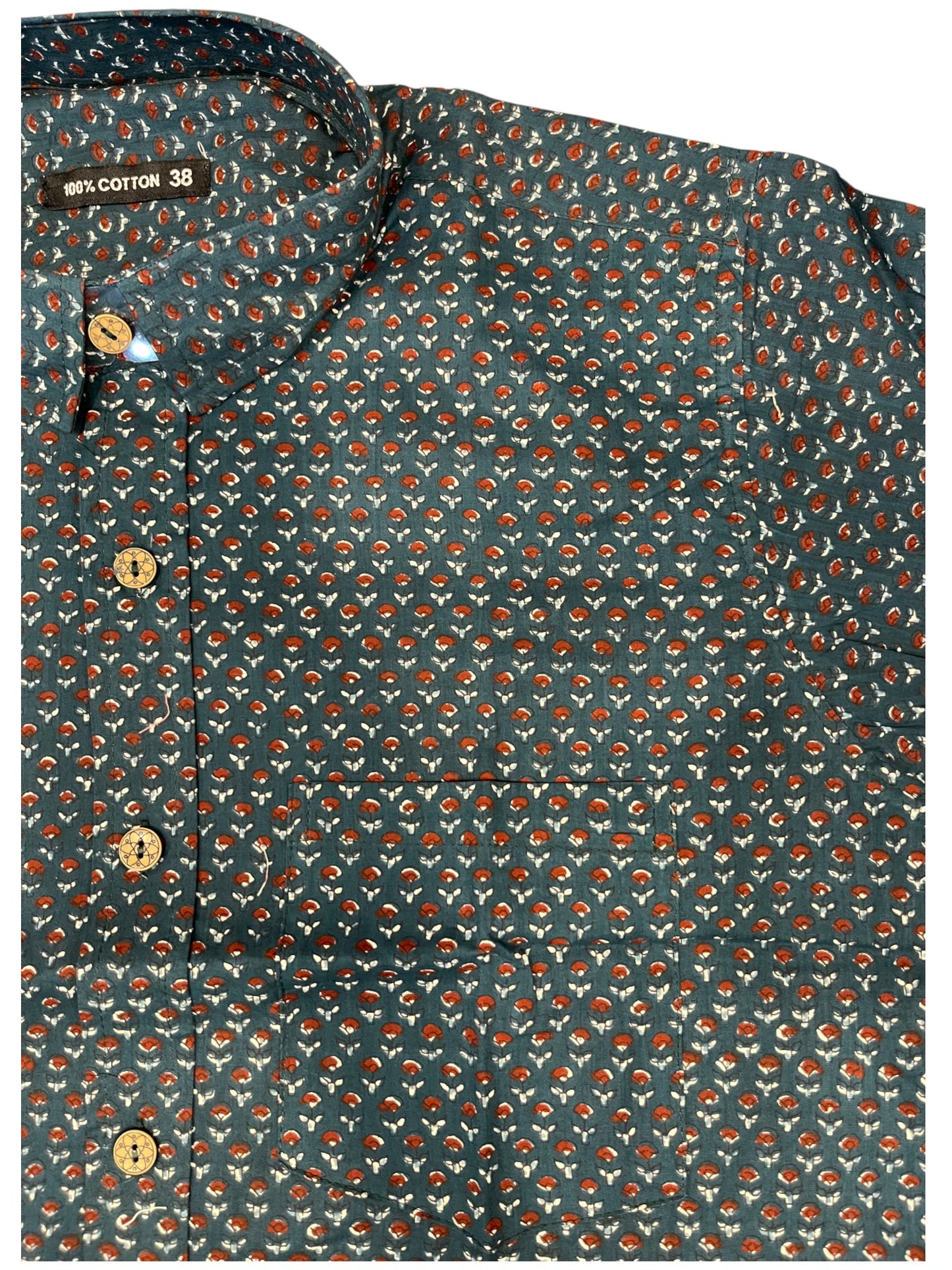 Southloom Jaipur Pure Cotton Block Printed Shirt for Men (Medium)