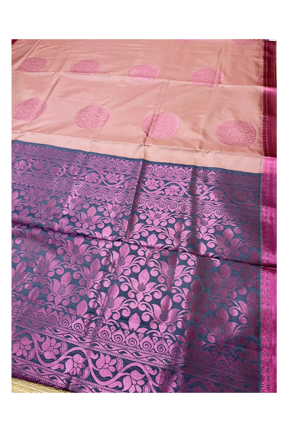 Southloom Soft Silk Pink Designer Woven Saree with Heavy Work on Pallu