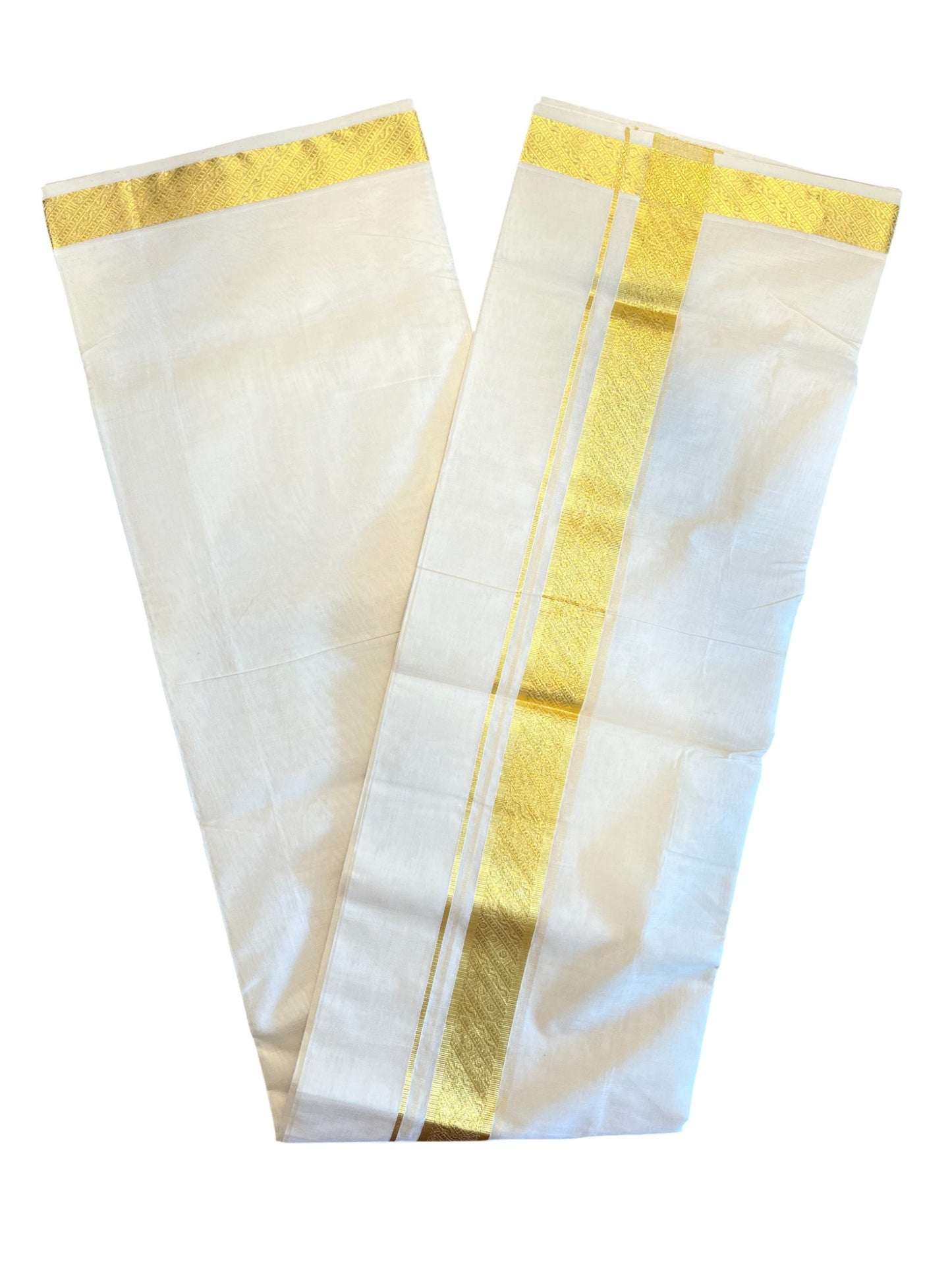 Southloom Premium Handloom Cotton Gold Kasavu Double Mundu
