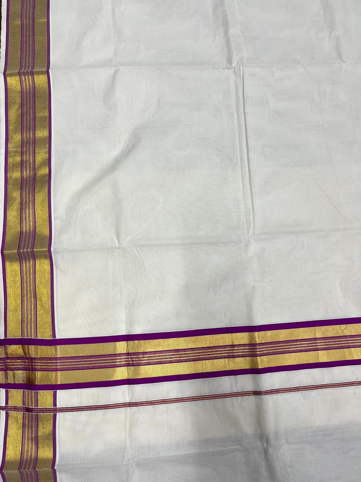 Southloom Kerala Cotton Kasavu Saree with Magenta Border