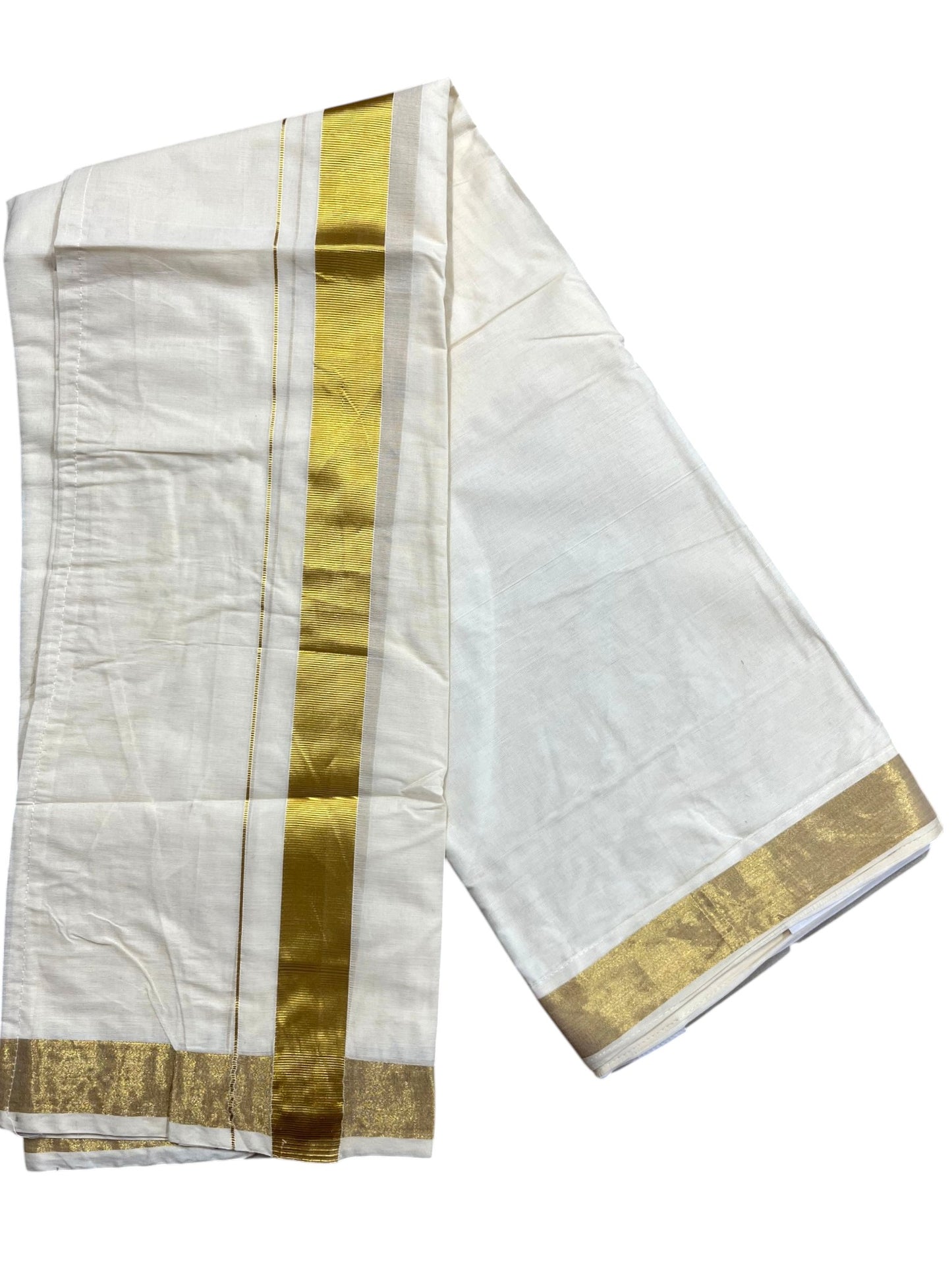 Southloom Cotton Velcro Mundu with Kasavu Border (South Indian Kerala Dhoti)