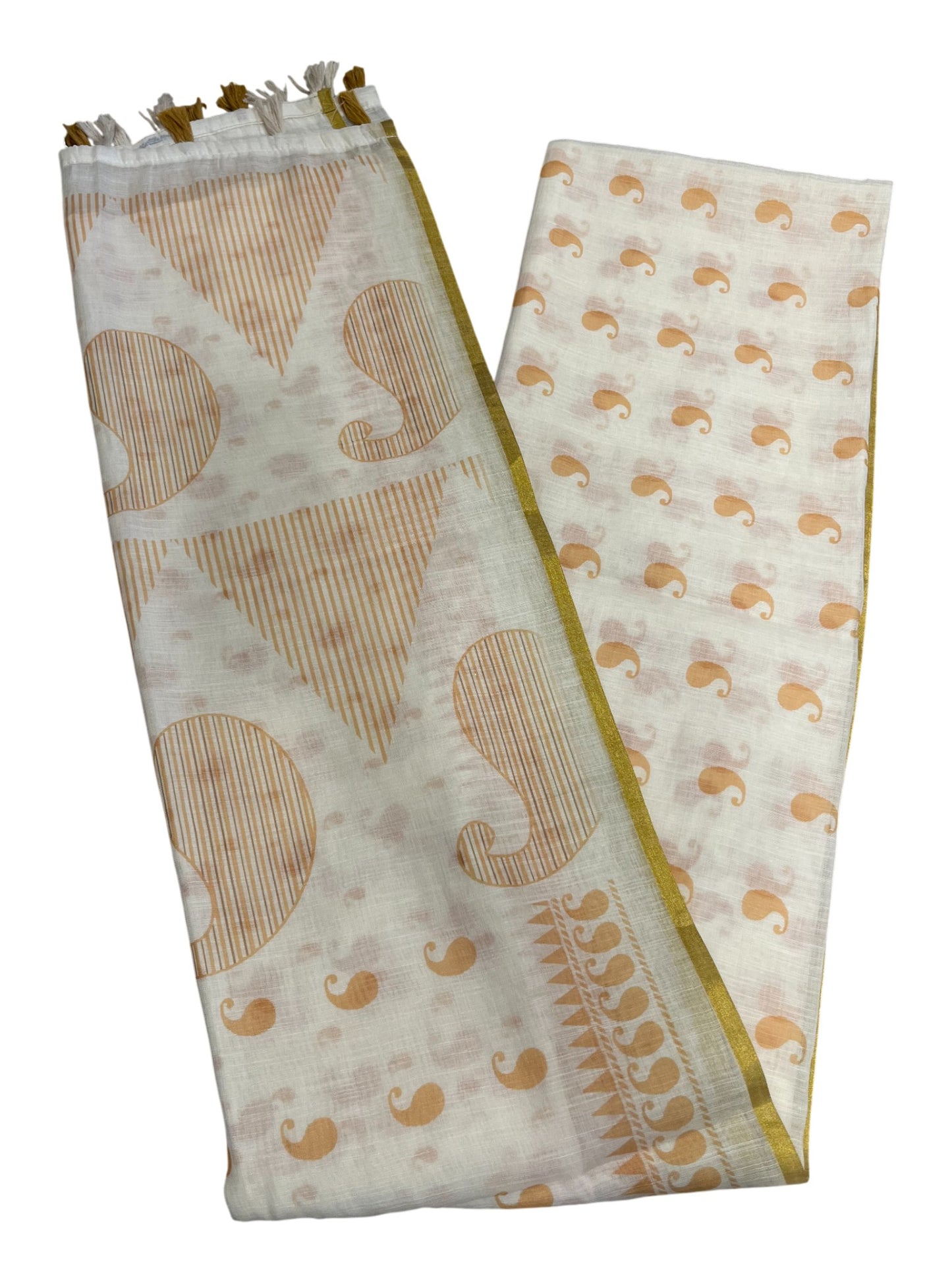 Southloom Cotton Saree with Floral Works Across Body in Beige